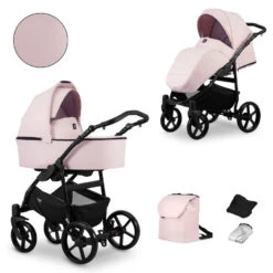 Kunert Mata Black Pink 2-in-1 Combi Kinderwagen MATA-06-BLACK -Kleintje Wereld kunert mata black pink 2 in 1 combi kinderwagen mata 06 black 4