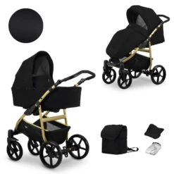 Kunert Mata Gold Black 2-in-1 Combi Kinderwagen MATA-10-GOLD -Kleintje Wereld kunert mata gold black 2 in 1 combi kinderwagen mata 10 gold 0