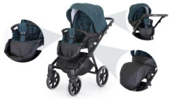 Kunert Talisman Black Green 2-in-1 Kinderwagen TA-04-BLACK -Kleintje Wereld kunert talisman black green 2 in 1 kinderwagen ta 04 black 17 1