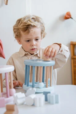 Label Label Blauw Houten Rollende Vormenstoof LLWT-34338 -Kleintje Wereld label label blauw houten rollende vormenstoof llwt 34338 3