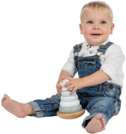 Label Label Lichtblauw Houten Tuimelring Piramide LLWT-25231 -Kleintje Wereld label label lichtblauw houten tuimelring piramide llwt 25231 3