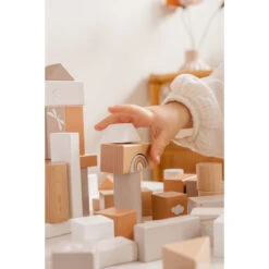 Label Label Nougat 50 Stuks Houten Blokken LLWT-37100 -Kleintje Wereld label label nougat 50 stuks houten blokken 3