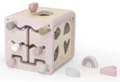 Label Label Roze Houten Activiteitenkubus LLWT-34314 -Kleintje Wereld label label roze houten activiteitenkubus llwt 34314 4