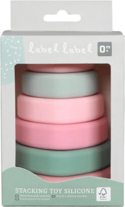 Label Label Roze Silicone Stapeltoren LLST-15355 -Kleintje Wereld label label roze silicone stapeltoren llst 15355 3 1