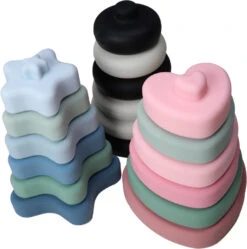 Label Label Blauw Silicone Stapeltoren LLST-15362 -Kleintje Wereld label label silicone stapeltoren