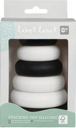 Label Label Zwart/Wit Silicone Stapeltoren LLST-15379 -Kleintje Wereld label label zwart wit silicone stapeltoren llst 15379 3