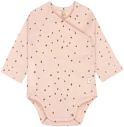 LÄSSIG Lassig GOTS Dots Powder Pink Maat 62/68 Lange Mouw Overslag Romper 1531010772-68
