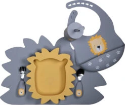 Tryco Lion Honey Gold Siliconen Bord TR-392815 -Kleintje Wereld lion dusty blue silicone collection 03 2