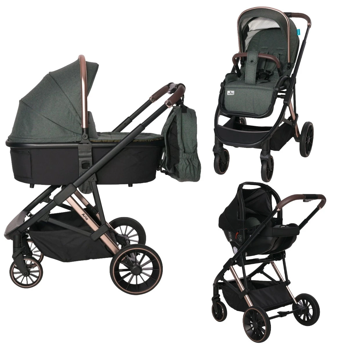 Lorelli Aria Green 3-in-1 Kinderwagen Incl. Autostoel 1002177-2334 3 Lorelli Aria Green 3-in-1 Kinderwagen Incl. Autostoel 1002177-2334
