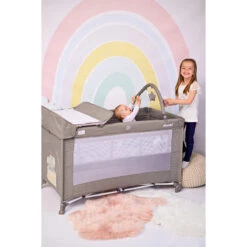 Lorelli Noemi Plus Cool Grey Star Campingbed Met Bodemverhoger 1008056-2216 -Kleintje Wereld lorelli noemi plus campingbed met bodemverhoger 1008056 12