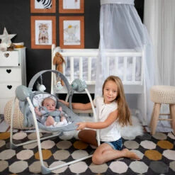 Lorelli Portofino Cool Grey Stars Babyschommel 1009006-2147 -Kleintje Wereld lorelli portofino stars babyschommel 1