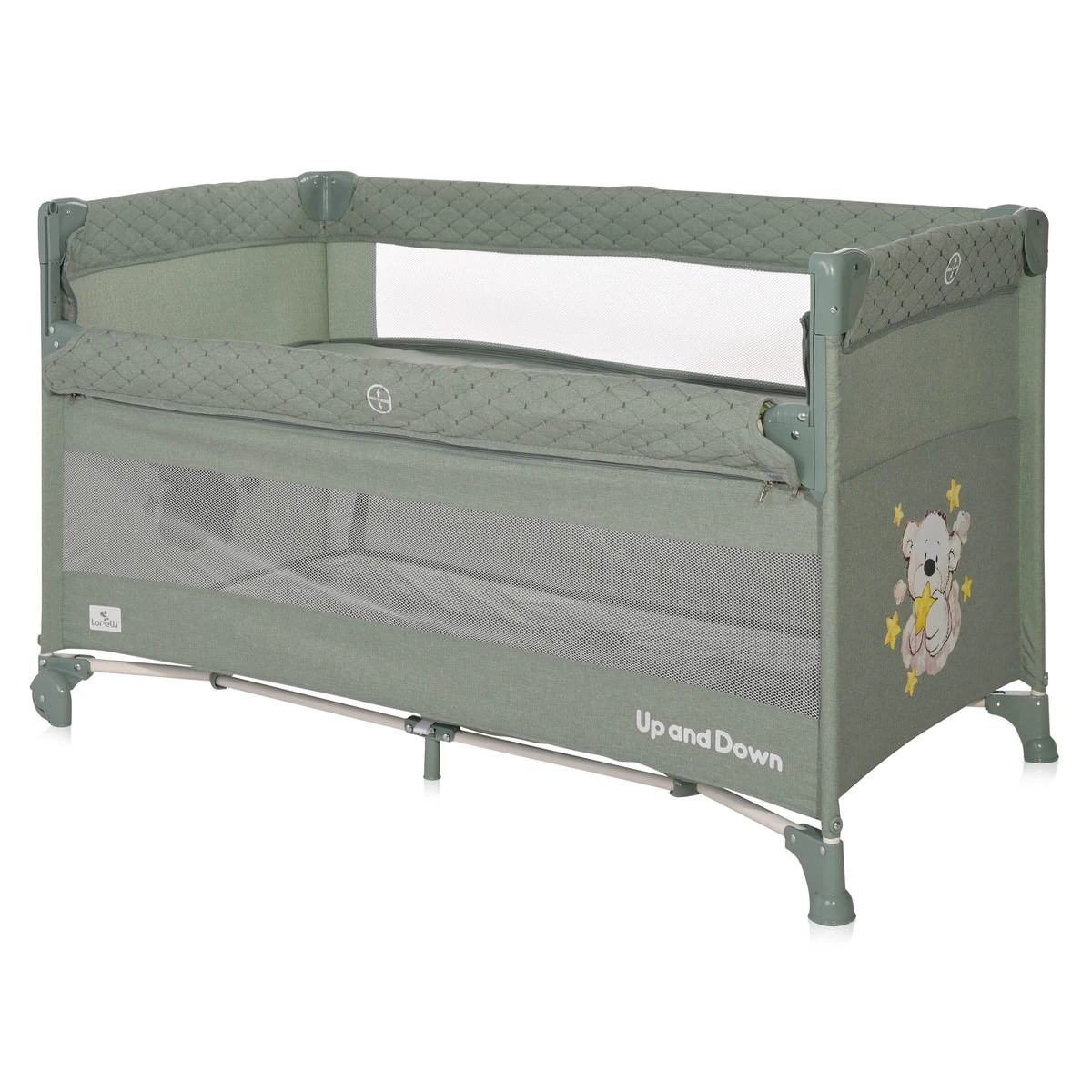 Lorelli Up And Down Iceberg Green Teddy Bear Campingbedje Incl. Bodemverhoger 1008006-2372 - Afbeelding 2