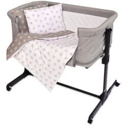 Lorelli Eva Abstract Leaves Grey/Beige 5-delige Set Voor Wieg En Ledikant 2080114-5001 -Kleintje Wereld lorelli wieg en ledikant set 4