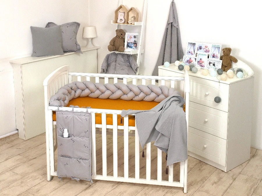 MamaLoes Amy Pure Grijs 2-in-1 Babynest En Braided Bedbumper 80661 - Afbeelding 8