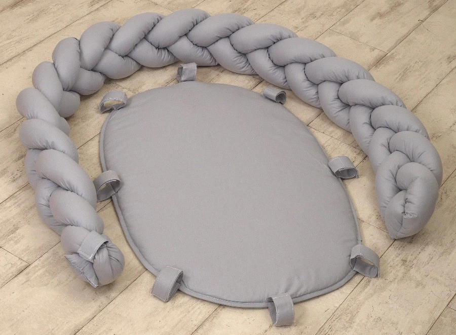 MamaLoes Amy Pure Grijs 2-in-1 Babynest En Braided Bedbumper 80661 - Afbeelding 4