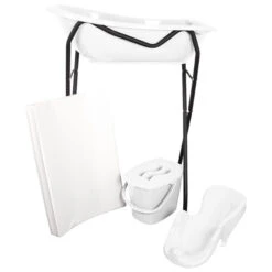 MamaLoes Badstandaard Zwart DM-029b -Kleintje Wereld mamaloes badset wit met zwarte badstandaard 1 1