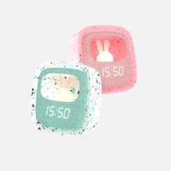 MOB Billy Terrazzo Grenadine Klok En Nachtlampje BILLY-GRENA-01 -Kleintje Wereld mob billy terrazzo klok en nachtlampje sfeer 1