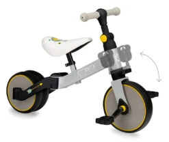 Momi Loris Grey/Yellow 4-in-1 Ride-On Loopfiets ROBI00040 -Kleintje Wereld momi loris grey yellow 4 in 1 ride on loopfiets robi00040 6 1