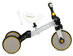 Momi Loris Grey/Yellow 4-in-1 Ride-On Loopfiets ROBI00040 -Kleintje Wereld momi loris grey yellow 4 in 1 ride on loopfiets robi00040 7 1