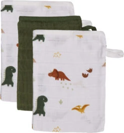 Blush & Blossom Dinosaurus Hydrofiel Starterset TR-BB443418 -Kleintje Wereld muslin washgloves set dinosaur 000