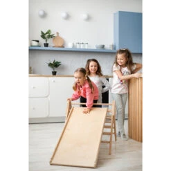 Luna Toys Naturel Houten Klimrek Met Glijbaan LU-36950 -Kleintje Wereld natural 4