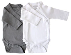 Petit Villain Bio Uni Grijs/Wit Maat 50/56 Lange Mouw Romper 2 Stuks