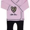 Petit Villain 'Little Diva' Roze/Zwart 2-delige Set -Kleintje Wereld petit villain little diva roze zwart 2 delige set