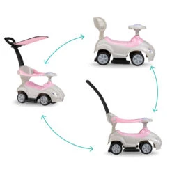 QKids Lolo Pink 2-in-1 Ride-on Loopauto QKIDS00006 -Kleintje Wereld qkids lolo pink 2 in 1 ride on loopauto qkids00006 7