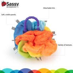 Sassy Crinkle Ball Texturen Speelbal S80370 -Kleintje Wereld sassy crinkle ball texturen speelbal 1