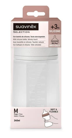 Suavinex Essence Transparant Medium Flow 240 Ml Silicone Fles SXSEX20081214 -Kleintje Wereld suavinex essence transparant medium flow 240 ml silicone fles sxsex20081214 3