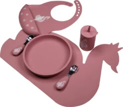 Tryco Dusty Rose Siliconen Bord TR-392818 -Kleintje Wereld swan dusty rose silicone collection 02 3