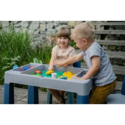 Tega Baby Teggi Turquoise/Navy/Grey Multifun 3-in-1 Tafel Met Twee Stoeltjes TI-011-173 -Kleintje Wereld tega baby teggi greyold roseturquoise multifun 3 in 1 tafel