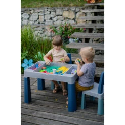 Tega Baby Teggi Turquoise/Navy/Grey Multifun 3-in-1 Tafel Met Twee Stoeltjes TI-011-173 -Kleintje Wereld tega baby teggi greyold roseturquoise multifun 3 in 1 tafel 1