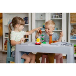 Tega Baby Teggi Grey/Old Rose/Turquoise Multifun 3-in-1 Tafel Met Twee Stoeltjes TI-011-174 -Kleintje Wereld tega baby teggi turquoisenavygrey multifun 3 in 1 tafel 2