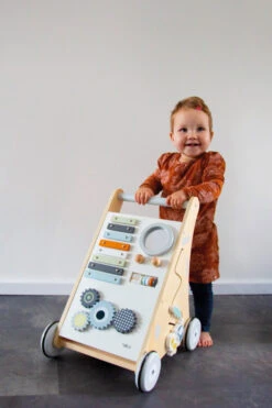 Tryco Houten Activiteiten Loopwagen TR-303012 -Kleintje Wereld tryco houten activiteiten loopwagen01
