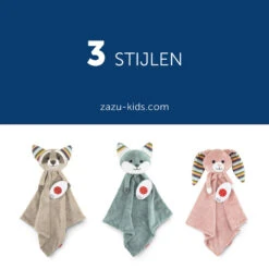 Zazu Robin De Wasbeer Heartbeat Knuffeldoekje ZA-ROBIN-01 -Kleintje Wereld zazu robin de wasbeer heartbeat knuffeldoekje za robin 01 7