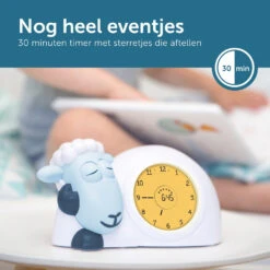 Zazu Sam Slaaptrainer Schaap Blauw Kinderwekker ZA-SAM-2 -Kleintje Wereld zazu sam slaaptrainer schaap blauw kinderwekker za sam 2 2